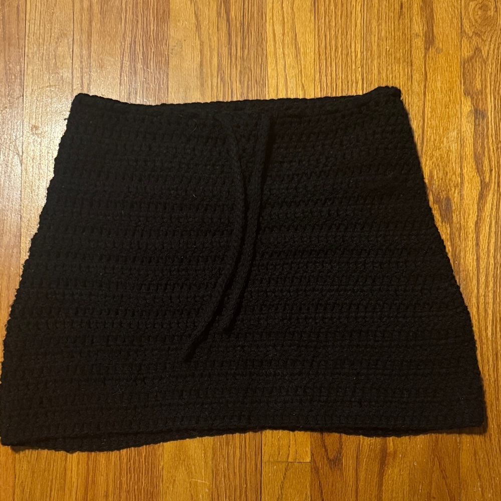 Black Crochet Mini Skirt